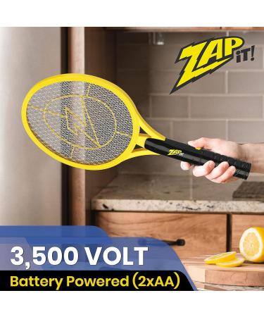 Zap it! Bug Zapper - Battery-Operated Mosquito & Fly Killer Racket with 3500 Volts & LED Light - Includes 2 AA Batteries - Best for Indoor & Outdoor Use - Buy Online on SooperMarket.com