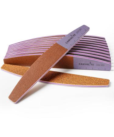 Canvalite 12stk nail files for gelail professional nail files 100/180 files for gel nails with scale nail buffer block double -sided nail file professional washable and reusable - brown brown 100/180
