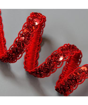Red Sequin Trim by the Yard - Thea Cord Braid | 10 Yards - Buy Online on SooperMarket.com