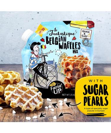Le Fantastique Belgian Waffle Mix With Sugar Pearl. By FarinâUP  Non-GMO  just add milk & butter - 21.16 oz  Makes 16 Waffles - Buy Online on SooperMarket.com
