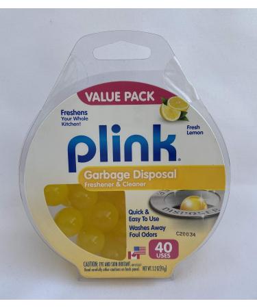 Plink 40-Pack Lemon-Scented Garbage Disposal Cleaner and Deodorizer | Includes 40 treatments |Made in USA, 2 Pack