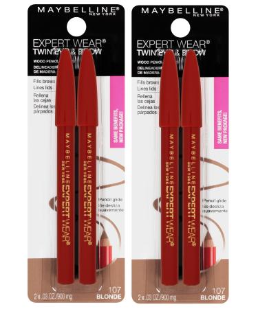 Maybelline New York Expert Wear Twin Brow & Eye Pencils Makeup Blonde 2 Count (Pack of 2)