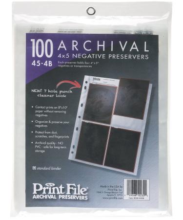 Printfile 4 4in X 5in Negatives 100 Pack - Printfile 454B100
