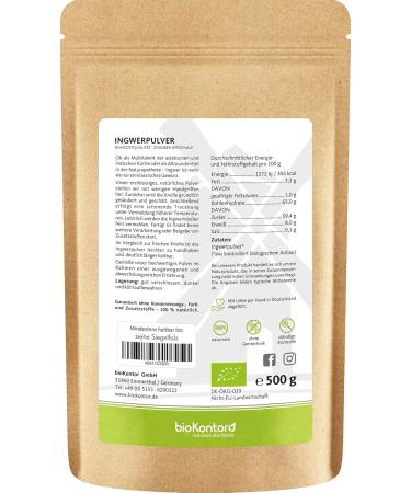 Organic Ground Ginger Powder 500g - 100% Natural & Pure | BioKontor Raw Food Quality - Buy Online on SooperMarket.com