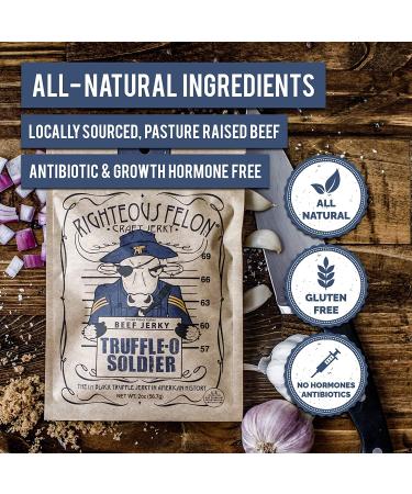 Righteous Felon Truffle-O-Soldier Beef Jerky - All-Natural, Locally Sourced, High-Protein Snack - 2oz (Pack of 3) - Buy Online on SooperMarket.com