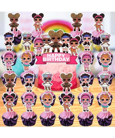 25 Pcs Birthday Cake Toppers and Cupcake Toppers - Cartoon Theme Party Decorations Supplies