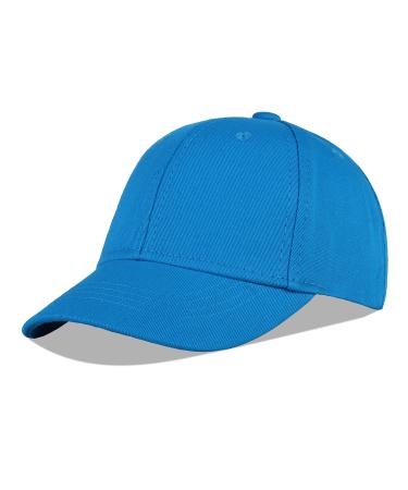 LANGZHEN 100% Cotton Outdoor Children's Kids Plain Baseball Cap Hat Adjustable Sun Hat for Girls Boys 2-4 Years Blue
