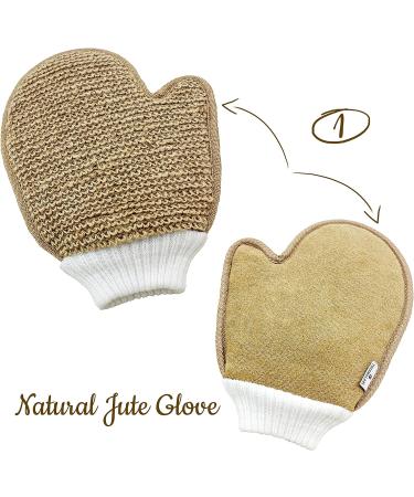 Bath Exfoliating Shower Gloves Set - 3 Scrubber Mitts for Dead Skin Removal & Soft Body, Bamboo Loofah, Sisal & Jute - Back, Neck, Face Use - Buy Online on SooperMarket.com