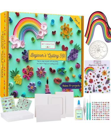 My Creative Camp Beginner's Quilling Kit - DIY Craft Kit for Kids and Adults | 10 Projects with Storage Box, Tools, Gem Stickers, Supplies, and Paper Strips - Includes Instructions and Shape Chart - Buy Online on SooperMarket.com