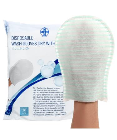 Aiesi disposable-soap-wash gloves High-quality waterproof with soft sponge (pack of 20 pieces) delicate fragrant without rinsing