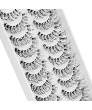 Shop HICOCU Russian Strip Lashes - Fluffy D DD Curl Mink Eyelashes 10 Pairs Reusable Fake Lashes for Natural Looks - Buy Online on SooperMarket.com
