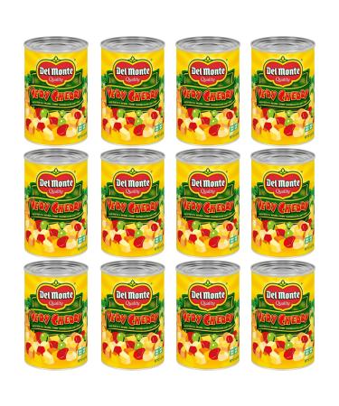 Del Monte VERY CHERRY Flavored Mixed Fruit in Extra Light Syrup, Canned Fruit, 12 Pack, 15 oz Can Very Cherry Fruit Cocktail