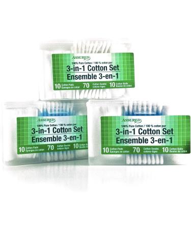 Shop Assured Cotton Pads Swabs & Balls - 3-in-1 Set (90 Items) | Blue Purple & White - International Shipping Available - Buy Online on SooperMarket.com