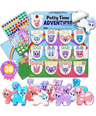 Lil ADVENTS Potty Time Adventures Potty Training Advent Game | As Seen On Shark Tank | Wood Block Toys, Reward Chart, Activity Board & Stickers for Toilet Training | Unicorn Friends