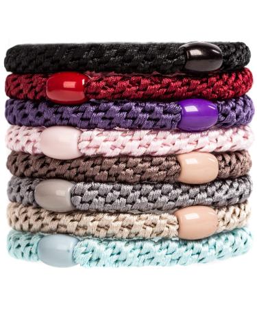 Axen 8pcs Elastic Hair Tie for Women Girls Cotton Bands Soft Woven Ponytail Holder for Thick Hair and Curly Hair Mixed Colors 5 Mix Colors 5