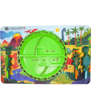Made in USA Dinosaur Combo: Utensil Set, Plate, Placemat for Toddlers, Infants, Babies & Kids - Safety Tested Materials - Buy Online on SooperMarket.com