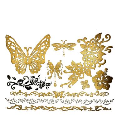 Terra Tattoos Gold Silver Metallic Temporary Tats - 75+ Boho Henna Designs - Waterproof, Non-Toxic, Long-Lasting - Ideal for Beach, Festivals & More! - Buy Online on SooperMarket.com