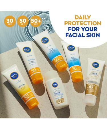 NIVEA SUN Triple Protect Light Sun Fluid SPF50+ (40ml) Face Sun Cream SPF50 with Hyaluron Protects Against UV Blue Light and Pollution Daily Face Sunscreen - Buy Online on SooperMarket.com