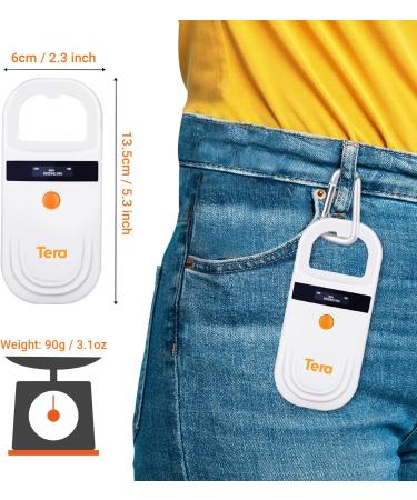 Tera Pet Microchip Reader Scanner RFID w/ OLED Display - Rechargeable & Portable - Supports EMID FDX-B - For Dog, Cat, Pig - Orange - Buy Online on SooperMarket.com