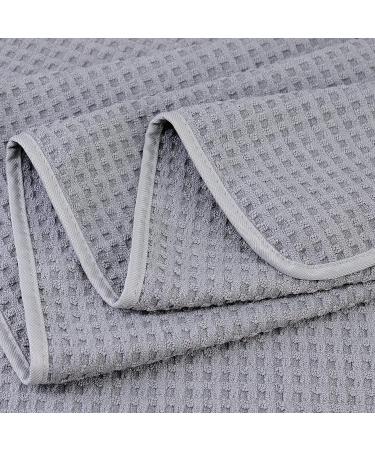 POLYTE Oversize Quick Dry Microfiber Bath Towel Set of 2 - 60x30in (Gray Waffle Weave) - Buy Online on SooperMarket.com