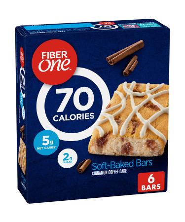 Fiber One 70 Calorie Soft-Baked Bars, Cinnamon Coffee Cake, 6 ct, 5.34 oz (Pack of 8)