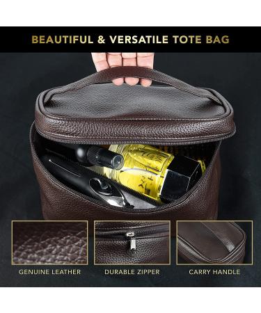 Sandalwood Bath Gift Set for Him - Personal Care Spa Kit in Leather Bag | Relaxing Man Gift Basket with Shower Gel, Bubble Bath, Body Oil, Bath Bomb & More - Buy Online on SooperMarket.com
