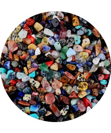 Natural Chip Stone Beads Multicolor 5-8mm About 400 Pieces Irregular Gemstones Healing Crystal Loose Rocks Bead Hole Drilled DIY for Bracelet Jewelry Making Crafting (5-8mm, Multicolor) 5-8mm Multicolor