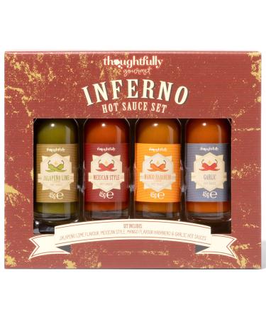 Thoughtfully - Inferno Hot Sauce Gift Set - Sauce Set With 4 Chili Sauces - Various Levels of Spiciness