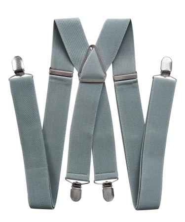 axy Men's Suspenders wide 35mm with 4 Strong Clips X-Shape and Women's Grey