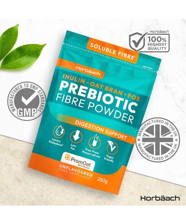 Prebiotic Fibre Supplement 250g | Gut Health Support Vegan Powder | FOS Inulin & Oat Bran Beta Glucans | Horbaach - Buy Online on SooperMarket.com