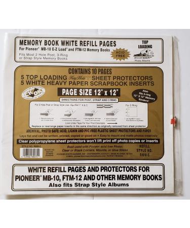 Pioneer Photo Albums RMW5 12 X 12 White EZ Load Memory Book Page Refills 5 Count