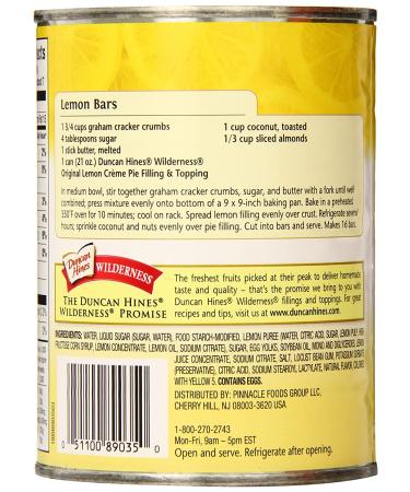 Duncan Hines Wilderness Lemon Creme Pie Filling & Topping 21oz (Pack of 8) - Delicious Lemon Cream Flavor! - Buy Online on SooperMarket.com