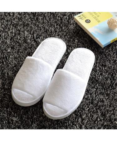 5 Pairs Velvet Open Toe Spa Slippers with Travel Bags | One Size Fits Most Men and Women - White - Buy Online on SooperMarket.com