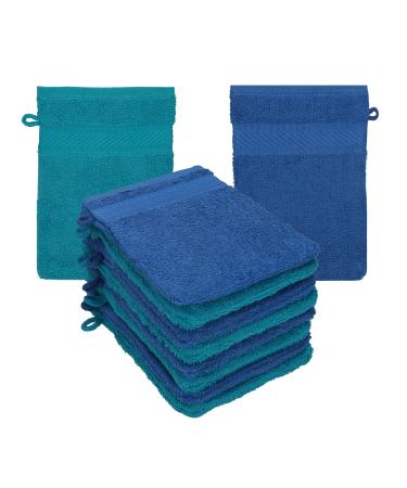 Betz 10 pieces wash gloves terry cloth wash glove Palermo 100% cotton washcloth set size 16 x 21 cm color blue-petrol