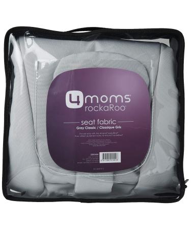 4moms rockaRoo Seat Fabric, For Baby, Infant, and Toddler, Machine Washable, Smooth, Nylon Fabric, Grey Classic