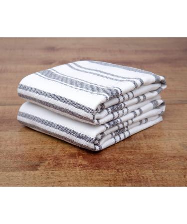 Sticky Toffee Cotton White Hand Towels Set - Soft & Absorbent Gray Striped Bath Towels - Oeko-Tex Certified, Quick-Drying - 28x16 - Reusable - Buy Online on SooperMarket.com