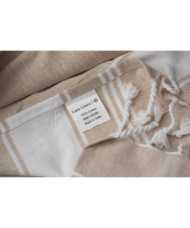 2-Piece Set: 100% Cotton Beach Towel with Beach Bag - Oversized 39x71 Towels for Adults - Quick Dry Sand Towels - Travel Beach Towel - Beige - Buy Online on SooperMarket.com