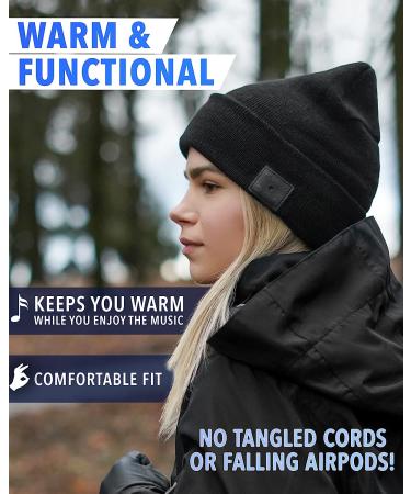 Foxelli Bluetooth Beanie - Wireless Hat with Headphones for Men & Women in Black - Buy Online on SooperMarket.com