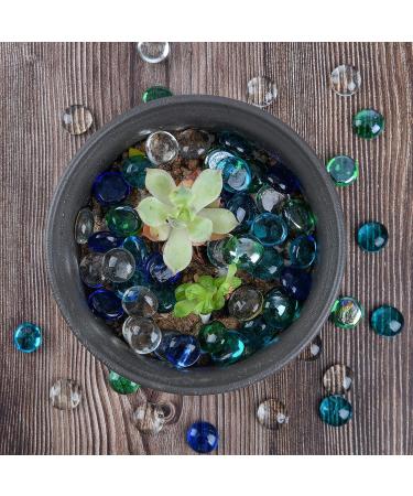 Hisredsun 290 Pcs Mixed Color Glass Pebble Stones - 1.35kg Decorative Vase Fillers & Aquarium Gems - 17-20mm Flat Marble Pearls - Buy Online on SooperMarket.com