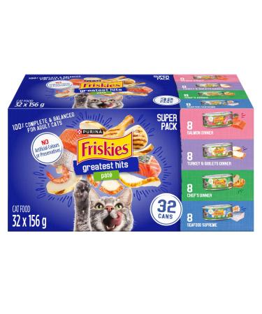 Friskies Greatest Hits Wet Cat Food Pate Variety Pack 4 Flavours - 156 g Can (32 Pack) Greatest Hits Cat Food