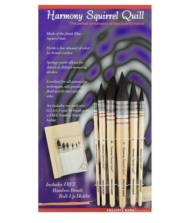 Creative Mark Harmony Squirrel Quill Watercolor Brushes - Smooth Blue Squirrel Hair Brushes for Artists, Watercolor Paint, Professionals, & More! - Set of 6