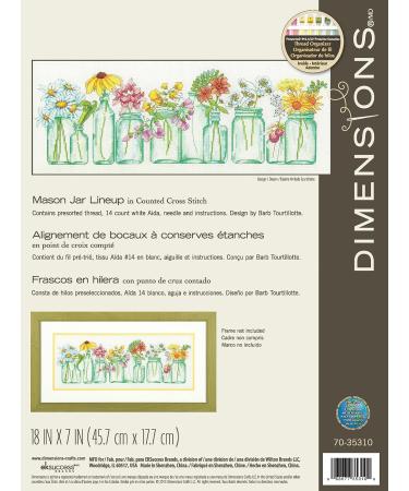 Dimensions Mason Jar Counted Cross Stitch Kit - 14 Count White Aida - 18 x 7 - Buy Online on SooperMarket.com