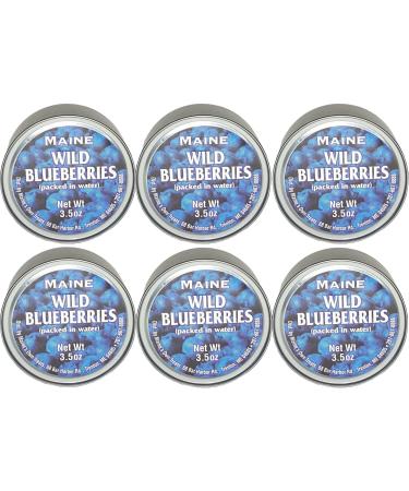 Authentic Wild Maine Blueberries Packed in Water. 3.5-ounce can - Great for Baking in Muffins and Pancakes (6 Pack) 3.5 Ounce (Pack of 6)