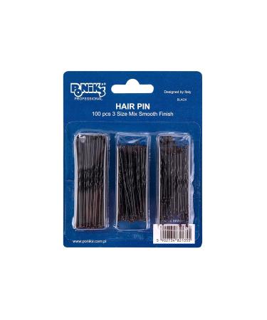 Ponik's Metal Hairpins - 100 Black U-Shape Bobby Pins in 3 Sizes | Ideal Hair Clips for All Hair Types - Buy Online on SooperMarket.com