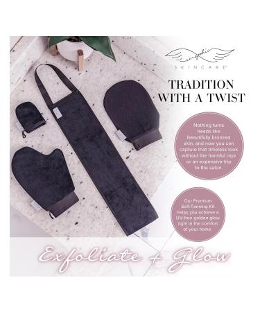 Seraphic Skincare 4-Piece Self Tanner Kit - Premium Exfoliating Mitts & Applicator Belt for Perfect Tan Glow - Ideal for All Skin Types - Shop Internationally - Buy Online on SooperMarket.com