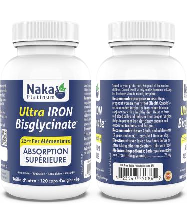 120 vcaps Iron Bisglycinate 25 mg Elemental Iron Superior Absorption Made in Canada (120 caps) 120 count (Pack of 1) - Buy Online on SooperMarket.com