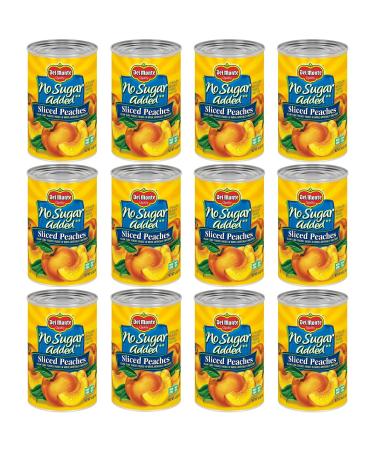 Del Monte MONTE No Sugar Added Yellow Cling Sliced Peaches, Canned Fruit, 12 Pack, 14.5 oz Can