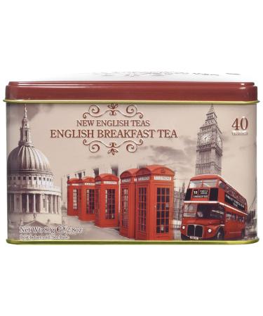 New English Teas Vintage London Tea Tin with 40 English Breakfast teabags