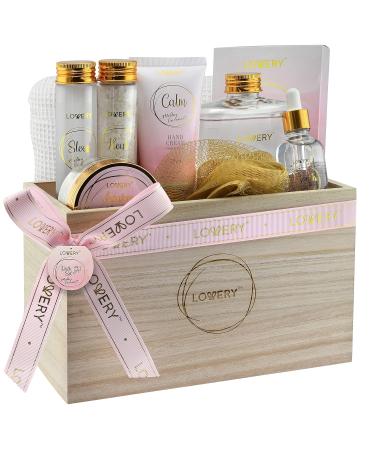 Luxury Bath Gift Set | Home Spa Gift Basket - Milky Coconut Scent Vitamin E & Shea Butter Shower Gel Bath Salt Body Scrub & More - International Shipping Available - Buy Online on SooperMarket.com