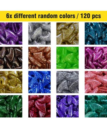 Zetpo 120 Pcs Glitter Soft Cat Claw Caps + Adhesive Glue & Applicator | 6 Different Random Colors | Pet Nail Covers for Paws Grooming - Buy Online on SooperMarket.com